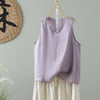 Women's Vest Cotton Sleeveless V-Neck Vintage Pure Color Top
