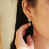 Jade and Shell Flower Drop Earrings
