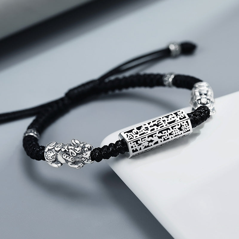 Pixiu Mantra Braided Bracelet with Copper Charm