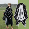 Hooded Knit Shawl Wrap, Tibetan Border Travel Poncho