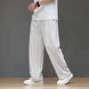 Men's Straight Leg Pants With Pockets Linen Cotton Blend