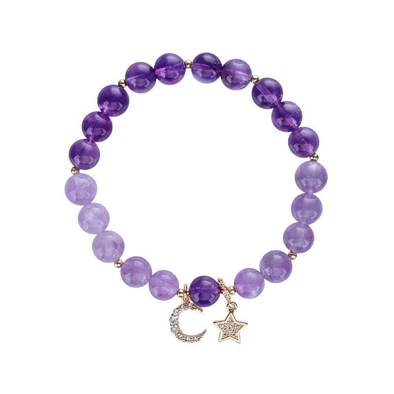 Amethyst Crystal Moon Star Bracelet
