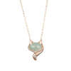 Sterling Silver Jade Pendant Necklace with Fox Motif