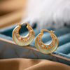 Crescent Moon Jade Hoop Earrings, Gold-Tone Copper Studs