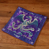 Embroidered Tea Mat, Square Coaster with Dragon Phoenix