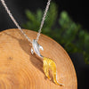 Sterling Silver Koi Fish Necklace with Gold-Tone Tail