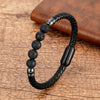 Stone Bead Leather Bracelet Unisex