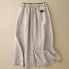 Cotton Linen A-Line Skirt with Side Slit and Pockets