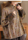 Women's Sweater Long Sleeve Mock Neck Floral Print Cotton Knit Top