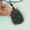 Black Obsidian Dragon Phoenix Protection Necklace Pendant