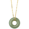 Silver Plated Gold Hetian Jade Peace Buckle Necklace Pendant