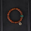 Tibetan Bone Bead Bracelet with Skull Charm and Tassel