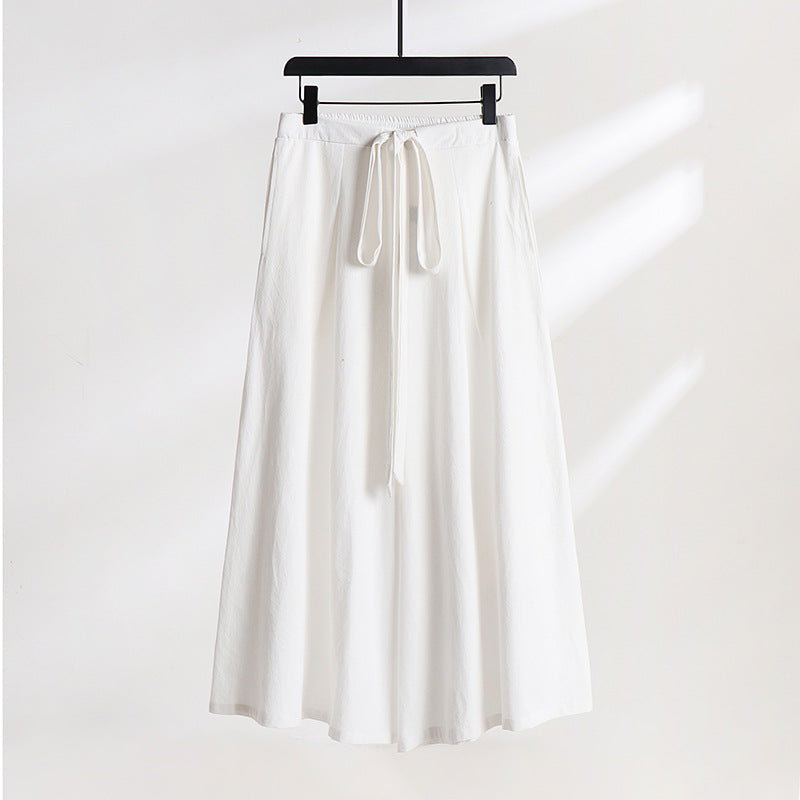 Men's Cotton Linen Wide Leg Pants with Pockets