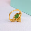 Gourd Ring with Green Jade and Gold Plating