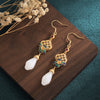 Magnolia Flower Pattern Luck Prosperity Drop Dangle Earrings