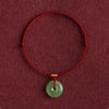 Natural Hetian Jade Peace Buckle String Bracelet or Anklet