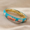 Cloisonné Enamel Flower Bangle Bracelet, Copper Alloy