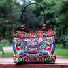 Embroidered Canvas Tote Bag with Floral and Phoenix Motifs