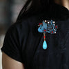 Blue Phoenix Brooch with Faux Turquoise Drop