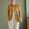 Women's Cotton Linen Shirt with Floral Print