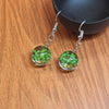 Dried Flower Glass Earrings, Handmade Floral Drop Jewelry