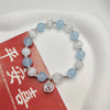 Cat's Eye and Aquamarine Bracelet with Fu Charm