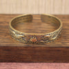 Brass Open Cuff Bangle with Chinese Blessings and Motifs