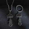 Lotus and Seed Syllable Necklace or Keychain in Stainless Steel