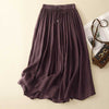 Linen A-Line Skirt with Elastic Waist and Pockets