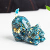 Resin Cat Figurine with Crystal Gravel, Desk Decor