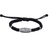 Nine-Eye Dzi Bead Pattern Bracelet, Black Cord with White Copper Charm