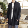 Men's Loose Linen Blend Coat, Mid-length Casual Outerwear