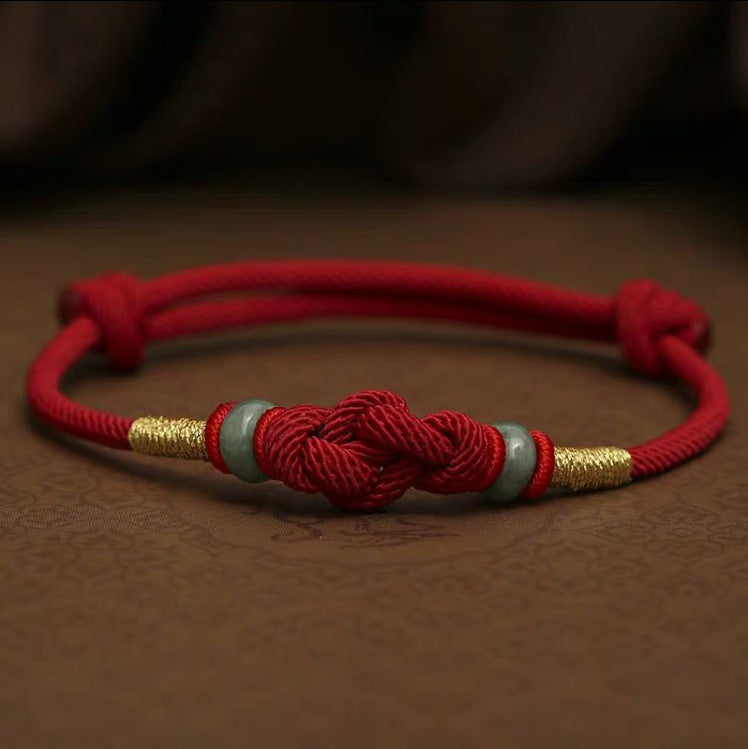 Red String Jade Luck Fortune Knot Braided Couple Bracelet