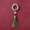She Tai Cui Jade Wrist Mala with Green Tassel