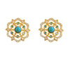Gold-Tone Floral Stud Earrings with Blue Stone Accents