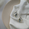 Leaf Design Luck Stud Earrings Blue and White Copper