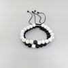 Black White Stone Couple Bracelet Set with Cross Charm