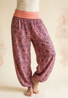 Women's Harem Pants with Lotus and Elephant Prints