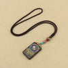 Tibetan Thangka Pendant Necklace, Ebony Wood Rope