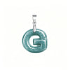Natural Blue Water Jade Letter Pendant Necklace Titanium Steel