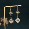 FengShui White Jade Luck Drop Earrings