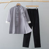 Men's Tang Suit Set: Cotton Blend Short Sleeve Top and Pants