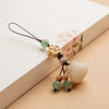 Money Bag Flower Blessing Keychain, Wood Phone Charm