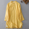Solid Color Frog-Button Three Quarter Sleeve Double Layer Shirt