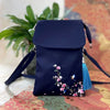 Embroidered Lotus Flower Crossbody Bag, Nylon Shoulder Cellphone Pouch