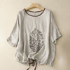 Women's Embroidery Tree Cotton Linen T-Shirt