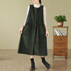 Retro Corduroy Midi Dress With Pockets