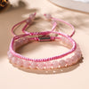 Beaded Braided Bracelet Set with Stone Charms