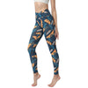 High Waist Yoga Leggings with Leaf Print