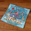 Embroidered Tea Mat, Square Coaster with Dragon Phoenix